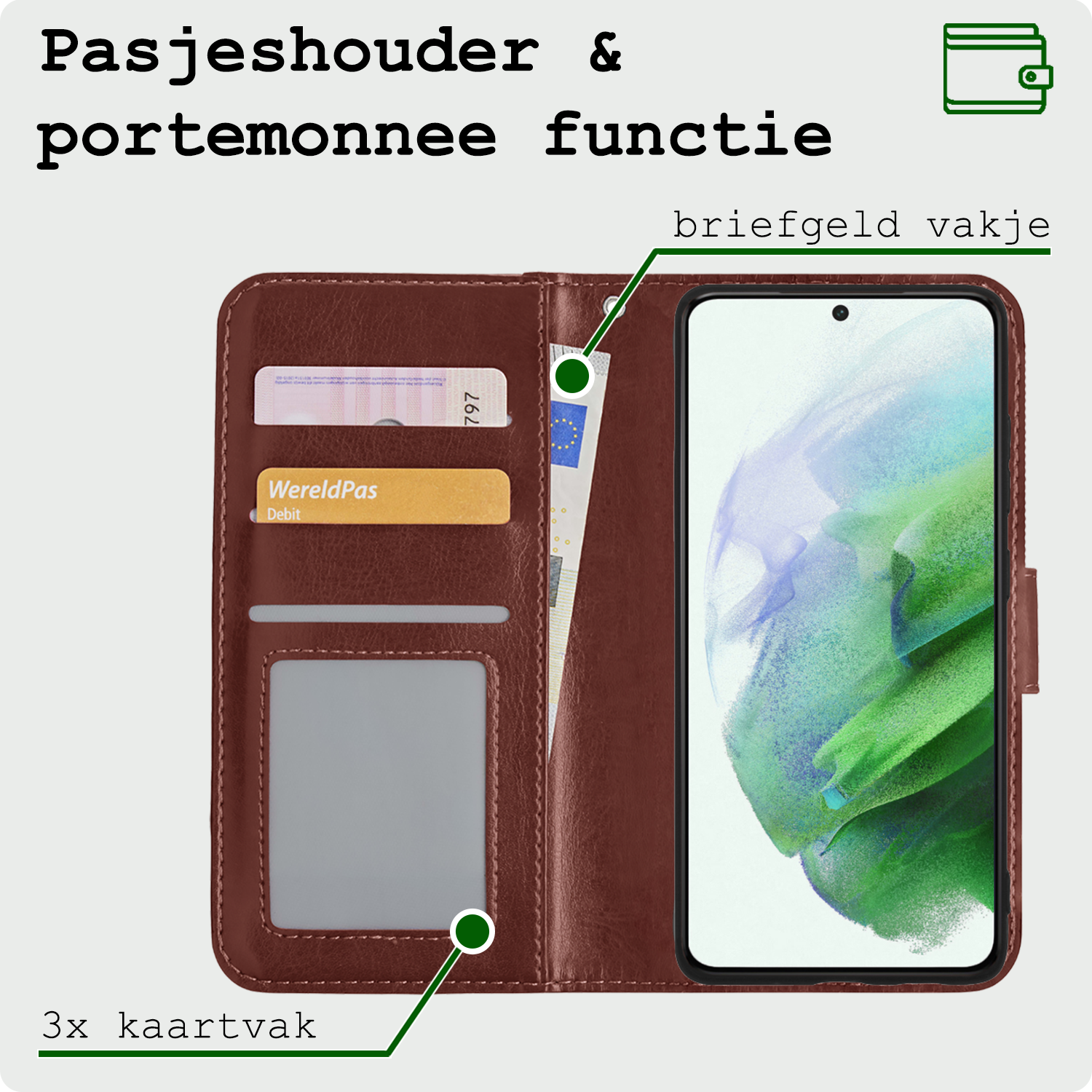 BASEY. Hoes Geschikt voor <model> Hoesje Bookcase Hoes 2-in-1 Cover Met 2x Screenprotector - Hoesje Geschikt voor <model2> Hoes 2-in-1 Hoesje Case - <color>