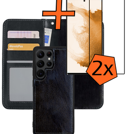 Nomfy Nomfy Samsung Galaxy S22 Ultra Hoesje Bookcase Uitneembaar Met 2x Screenprotector - Zwart