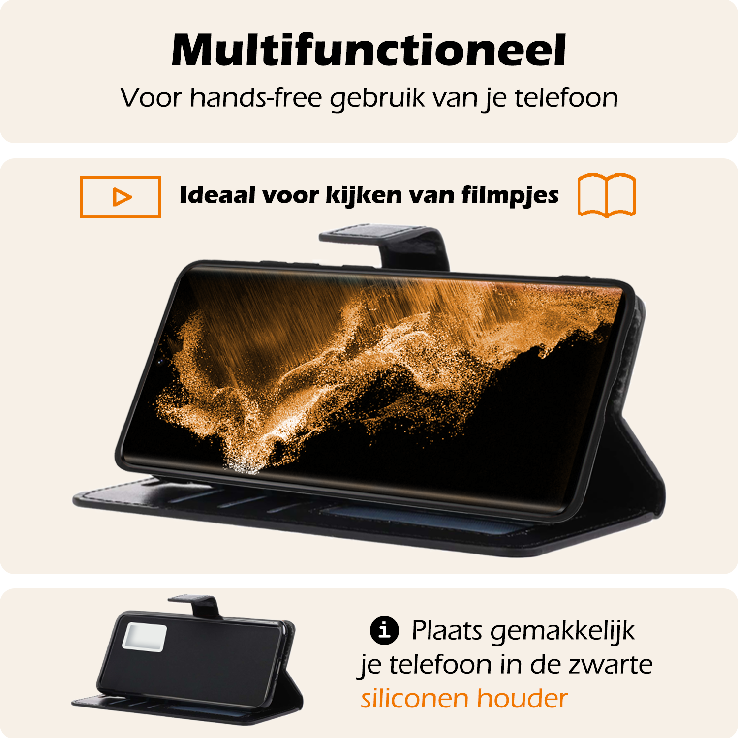 Nomfy Hoesje Geschikt voor <model> Hoesje 2-in-1 Bookcase Hoes Case Uitneembaar Met 2x Screenprotector - Hoes Geschikt voor <model2> Hoes Cover - <color>