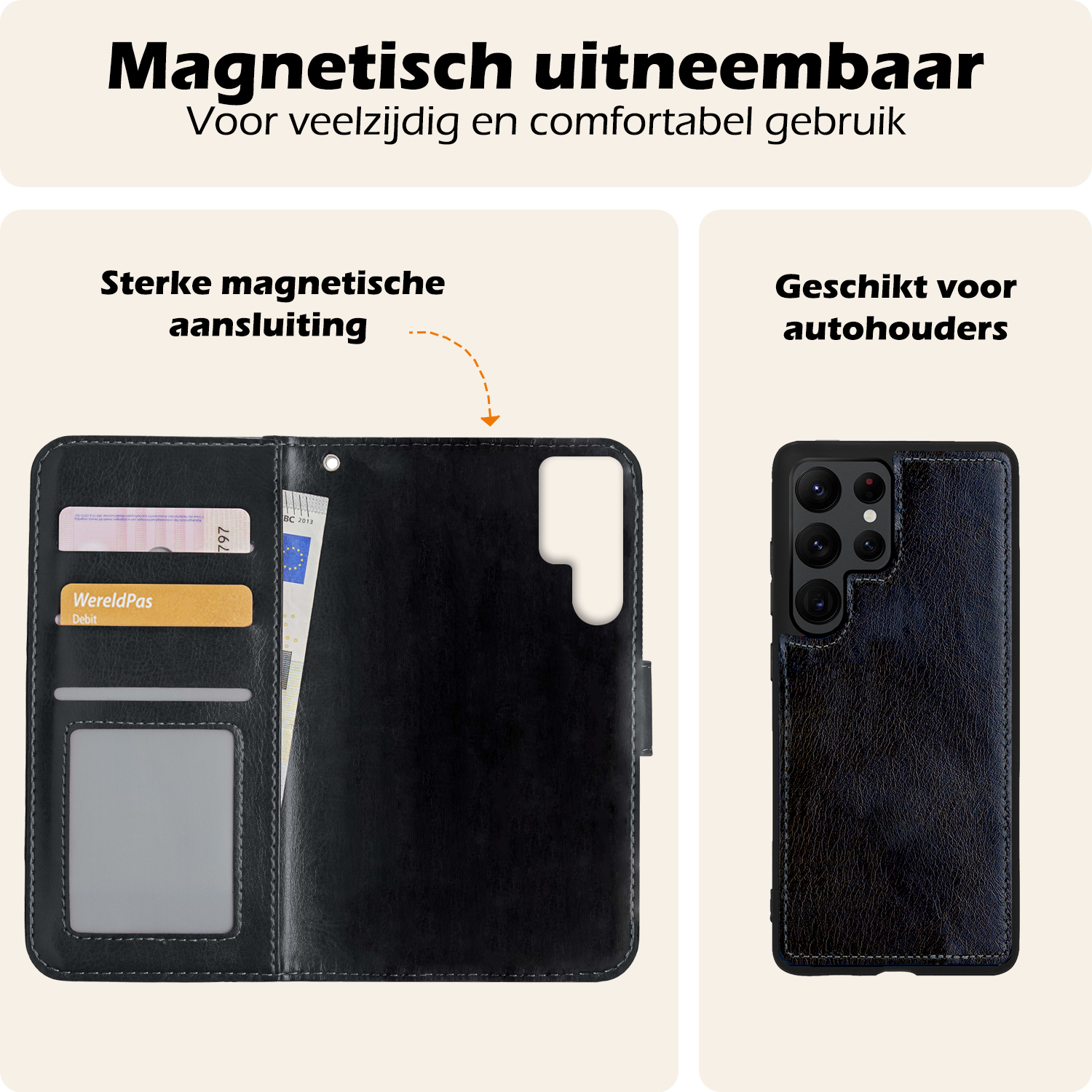 Nomfy Hoesje Geschikt voor <model> Hoesje 2-in-1 Bookcase Hoes Case Uitneembaar Met 2x Screenprotector - Hoes Geschikt voor <model2> Hoes Cover - <color>