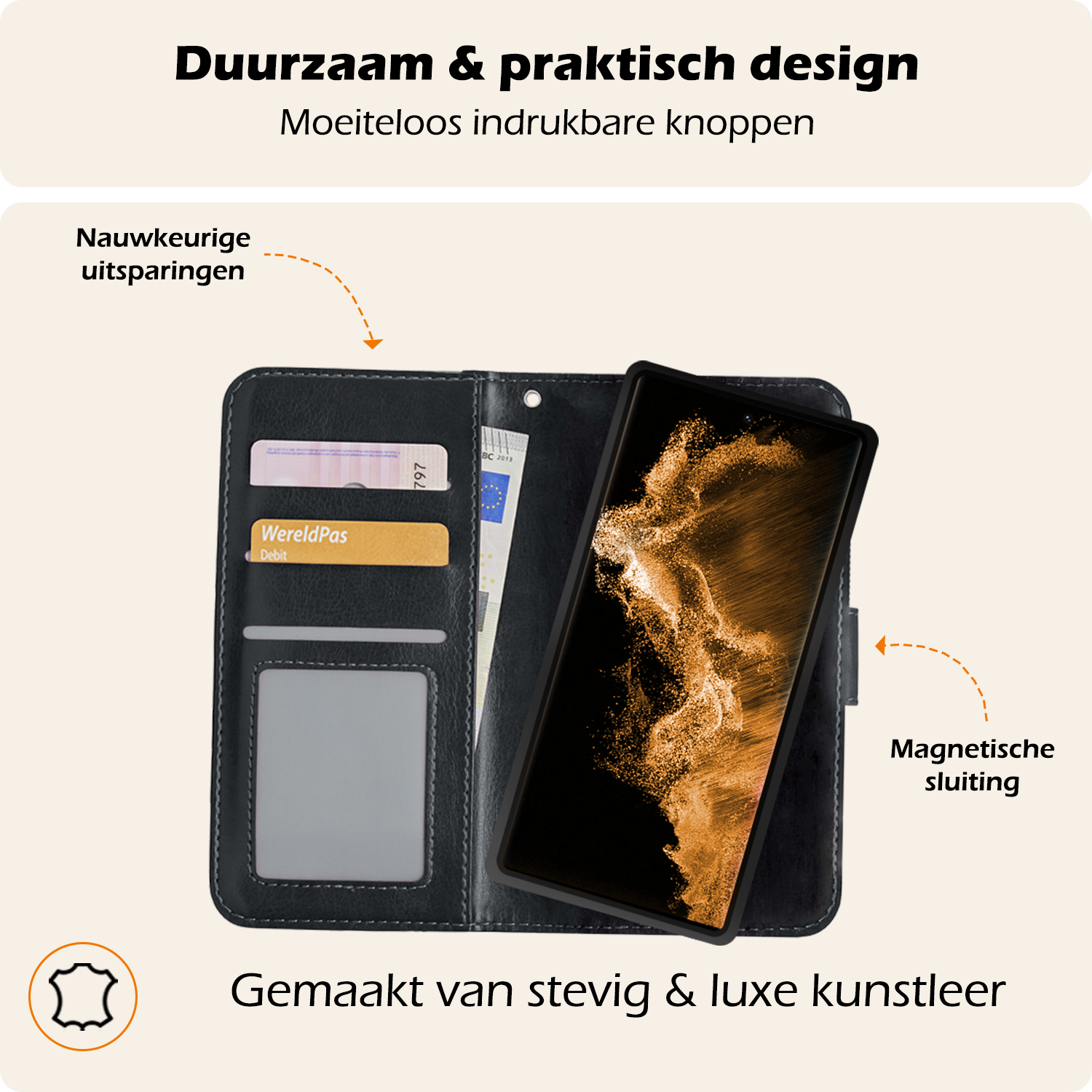 Nomfy Hoesje Geschikt voor <model> Hoesje 2-in-1 Bookcase Hoes Case Uitneembaar - Hoes Geschikt voor <model2> Hoes Cover - <color>