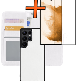 Nomfy Nomfy Samsung Galaxy S22 Ultra Hoesje Bookcase Uitneembaar Met Screenprotector - Wit