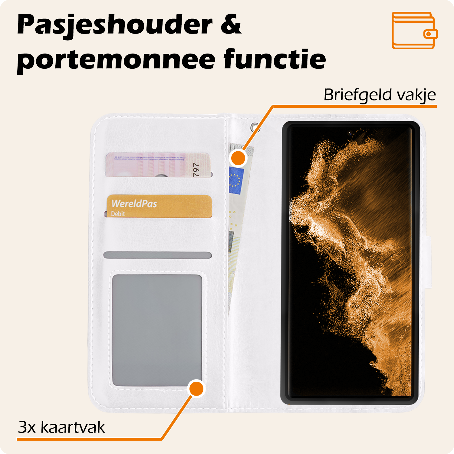 Nomfy Hoesje Geschikt voor <model> Hoesje 2-in-1 Bookcase Hoes Case Uitneembaar - Hoes Geschikt voor <model2> Hoes Cover - <color>