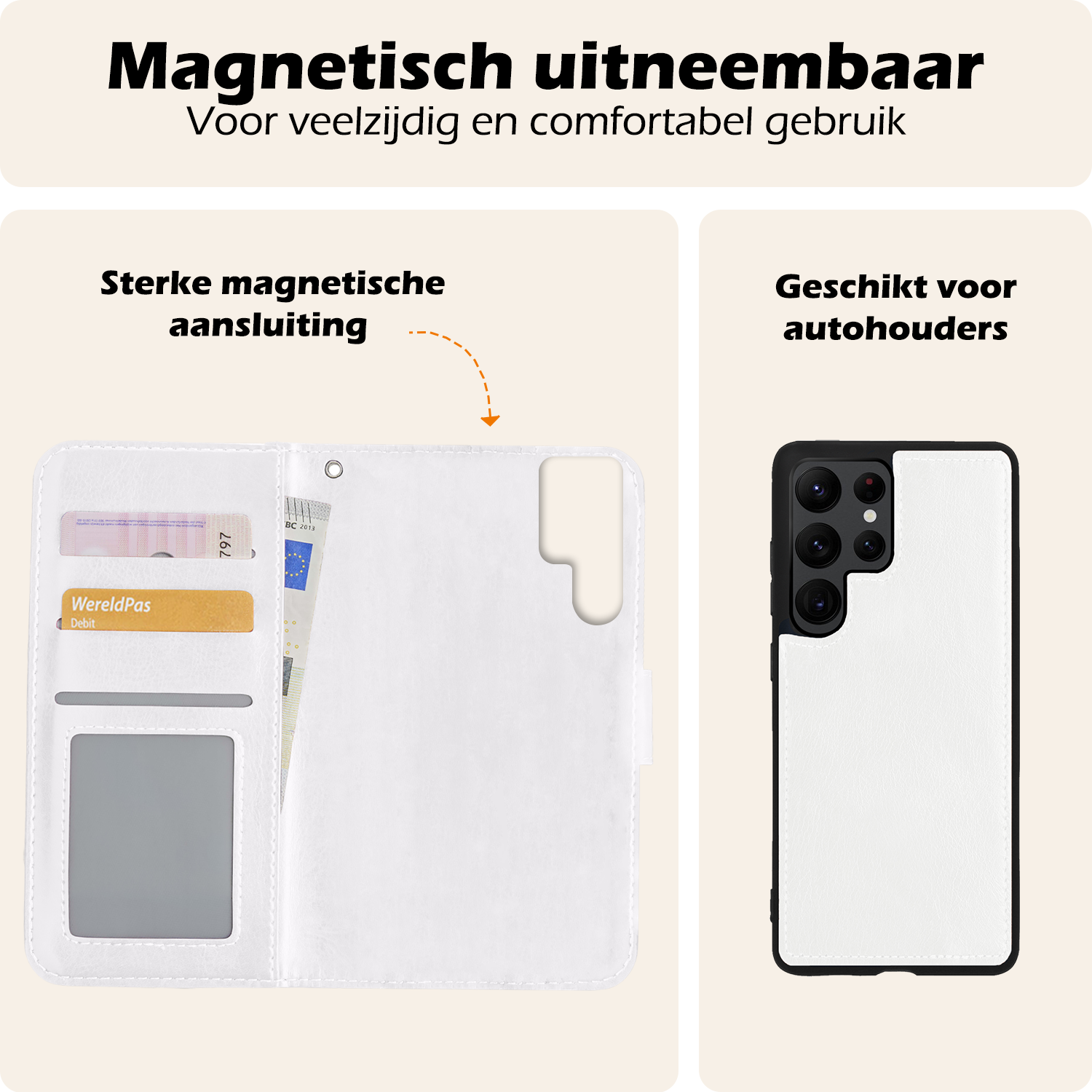 Nomfy Hoesje Geschikt voor <model> Hoesje 2-in-1 Bookcase Hoes Case Uitneembaar - Hoes Geschikt voor <model2> Hoes Cover - <color>