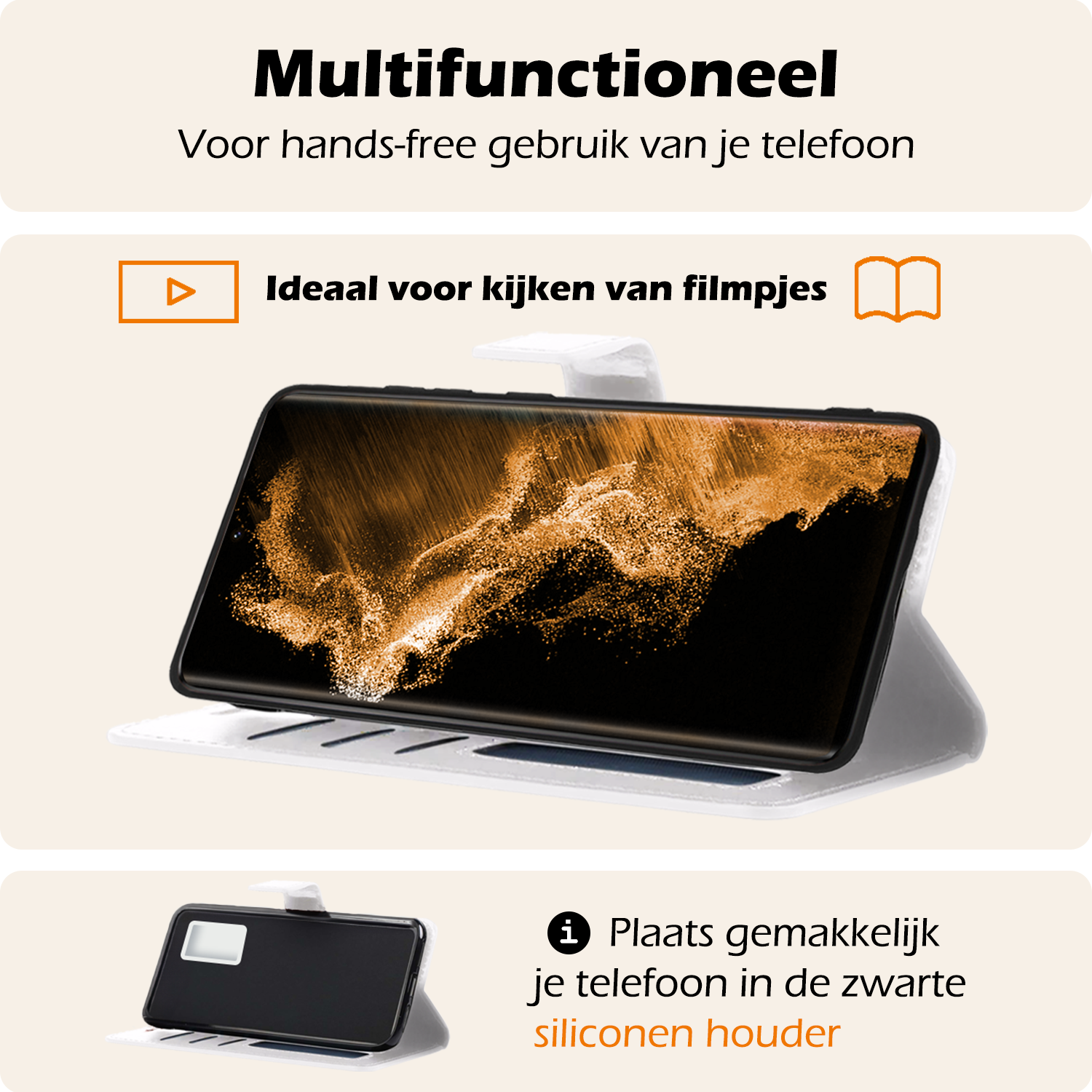 Nomfy Hoesje Geschikt voor <model> Hoesje 2-in-1 Bookcase Hoes Case Uitneembaar Met Screenprotector - Hoes Geschikt voor <model2> Hoes Cover - <color>