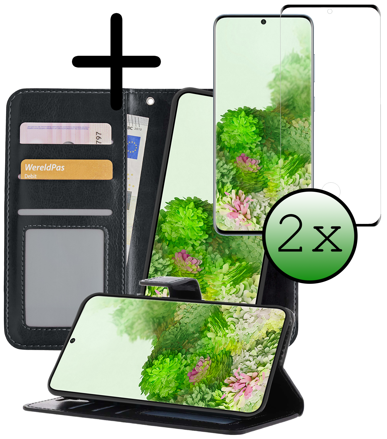 BASEY. Hoes Geschikt voor <model> Hoesje Bookcase Hoes 2-in-1 Cover Met 2x Screenprotector - Hoesje Geschikt voor <model2> Hoes 2-in-1 Hoesje Case - <color>