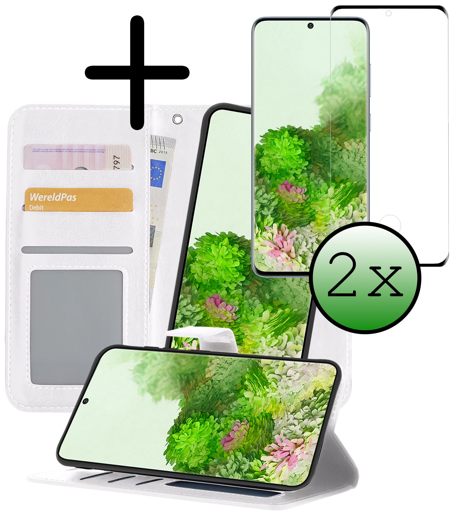 BASEY. Hoes Geschikt voor <model> Hoesje Bookcase Hoes 2-in-1 Cover Met 2x Screenprotector - Hoesje Geschikt voor <model2> Hoes 2-in-1 Hoesje Case - <color>
