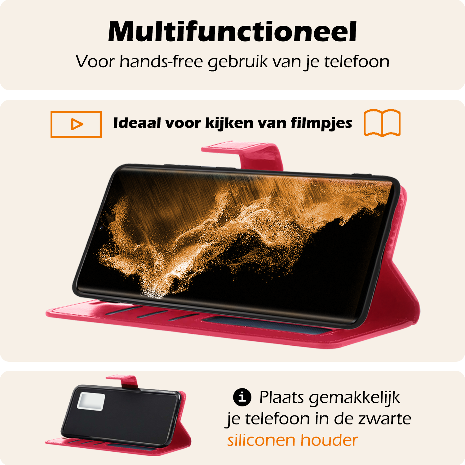 Nomfy Hoesje Geschikt voor <model> Hoesje 2-in-1 Bookcase Hoes Case Uitneembaar Met 2x Screenprotector - Hoes Geschikt voor <model2> Hoes Cover - <color>