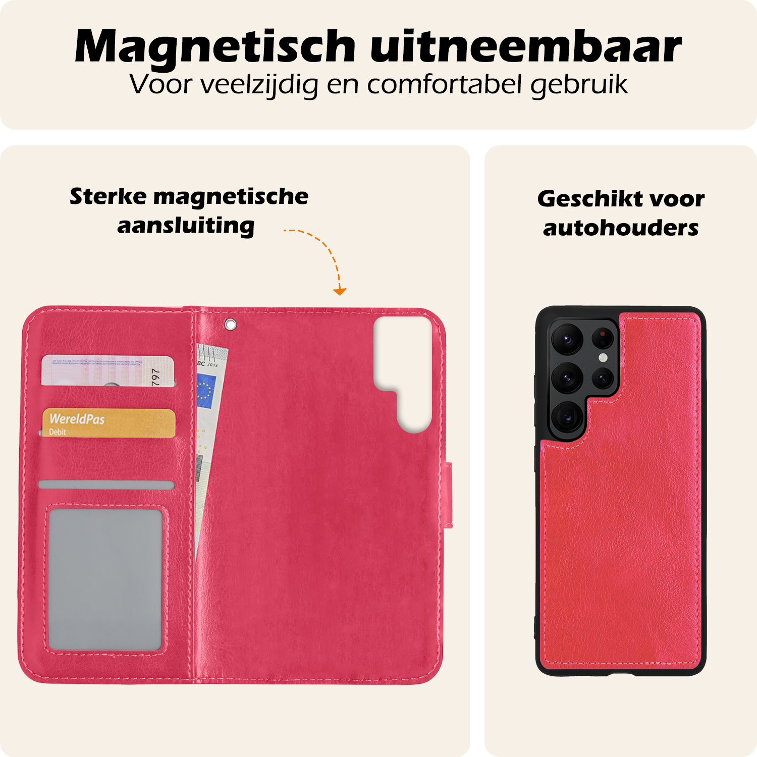 Nomfy Hoesje Geschikt voor <model> Hoesje 2-in-1 Bookcase Hoes Case Uitneembaar Met 2x Screenprotector - Hoes Geschikt voor <model2> Hoes Cover - <color>