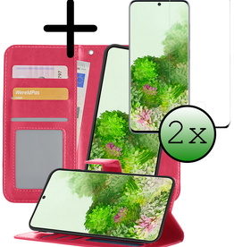 BASEY. BASEY. Samsung Galaxy S20 Ultra Hoesje Bookcase Uitneembaar Met 2x Screenprotector - Donkerroze