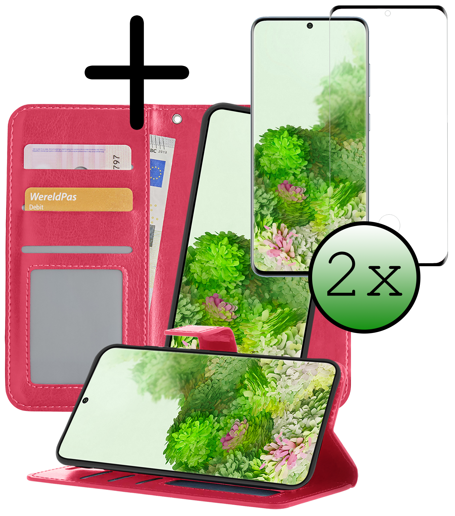 BASEY. Hoes Geschikt voor <model> Hoesje Bookcase Hoes 2-in-1 Cover Met 2x Screenprotector - Hoesje Geschikt voor <model2> Hoes 2-in-1 Hoesje Case - <color>