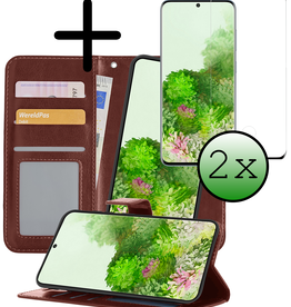 BASEY. BASEY. Samsung Galaxy S20 Ultra Hoesje Bookcase Uitneembaar Met 2x Screenprotector - Bruin