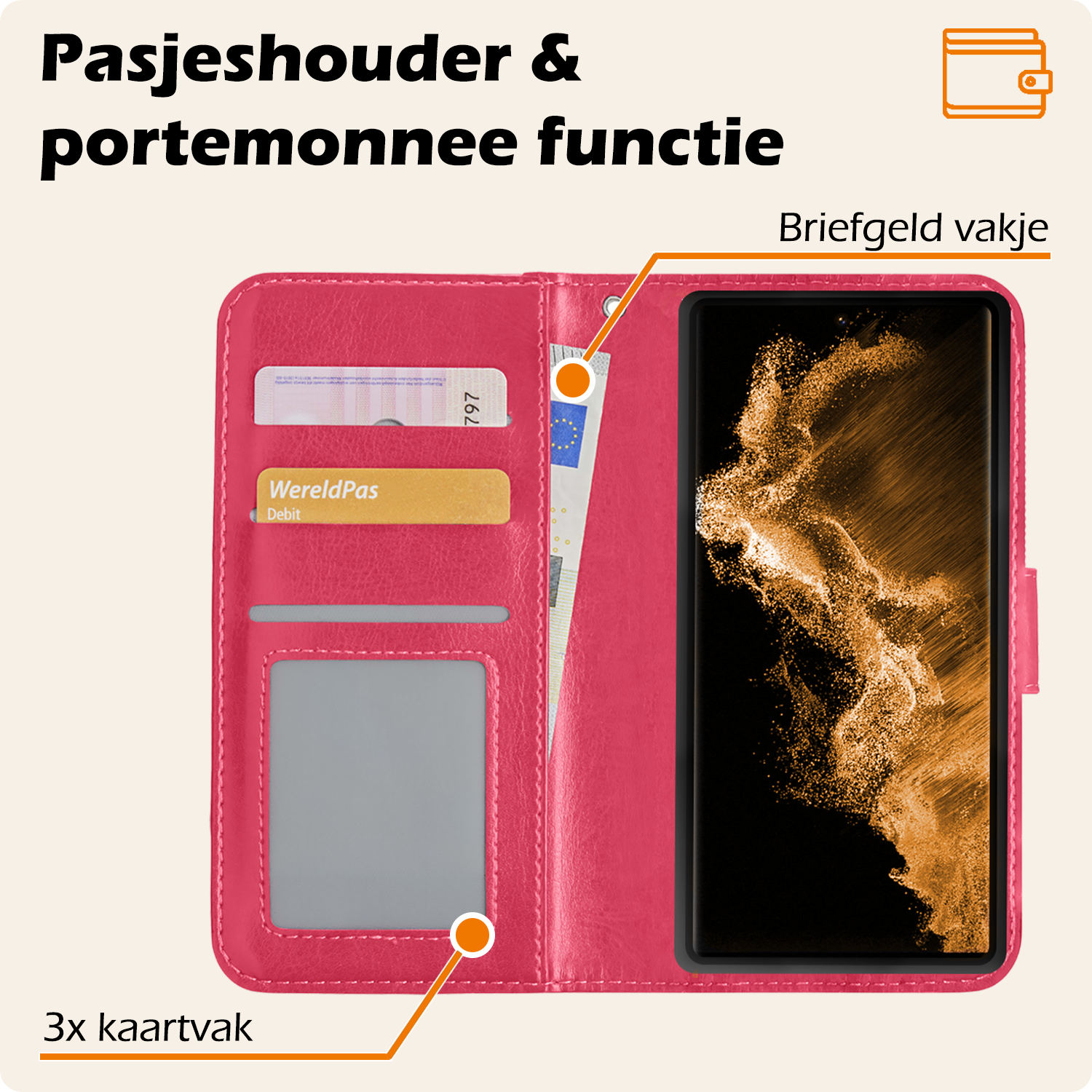 Nomfy Hoesje Geschikt voor <model> Hoesje 2-in-1 Bookcase Hoes Case Uitneembaar Met Screenprotector - Hoes Geschikt voor <model2> Hoes Cover - <color>