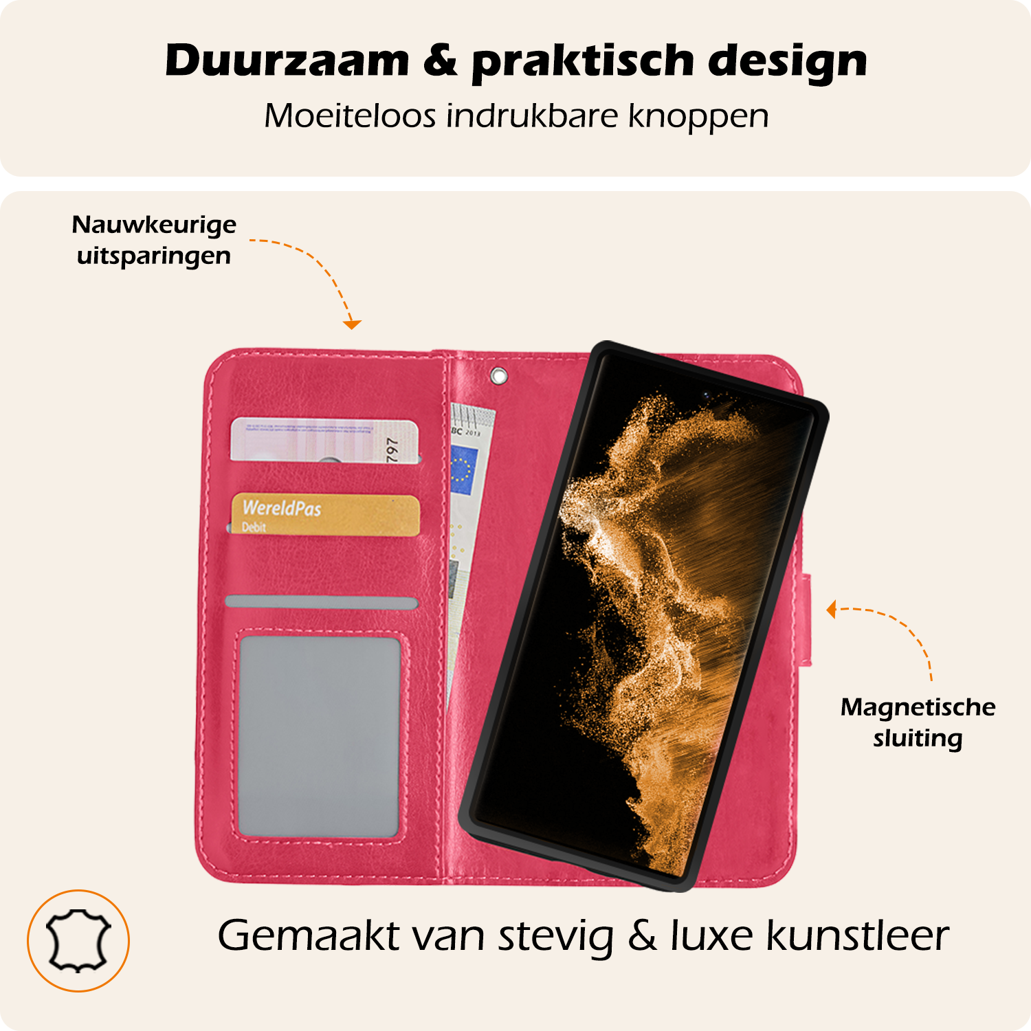 Nomfy Hoesje Geschikt voor <model> Hoesje 2-in-1 Bookcase Hoes Case Uitneembaar Met Screenprotector - Hoes Geschikt voor <model2> Hoes Cover - <color>