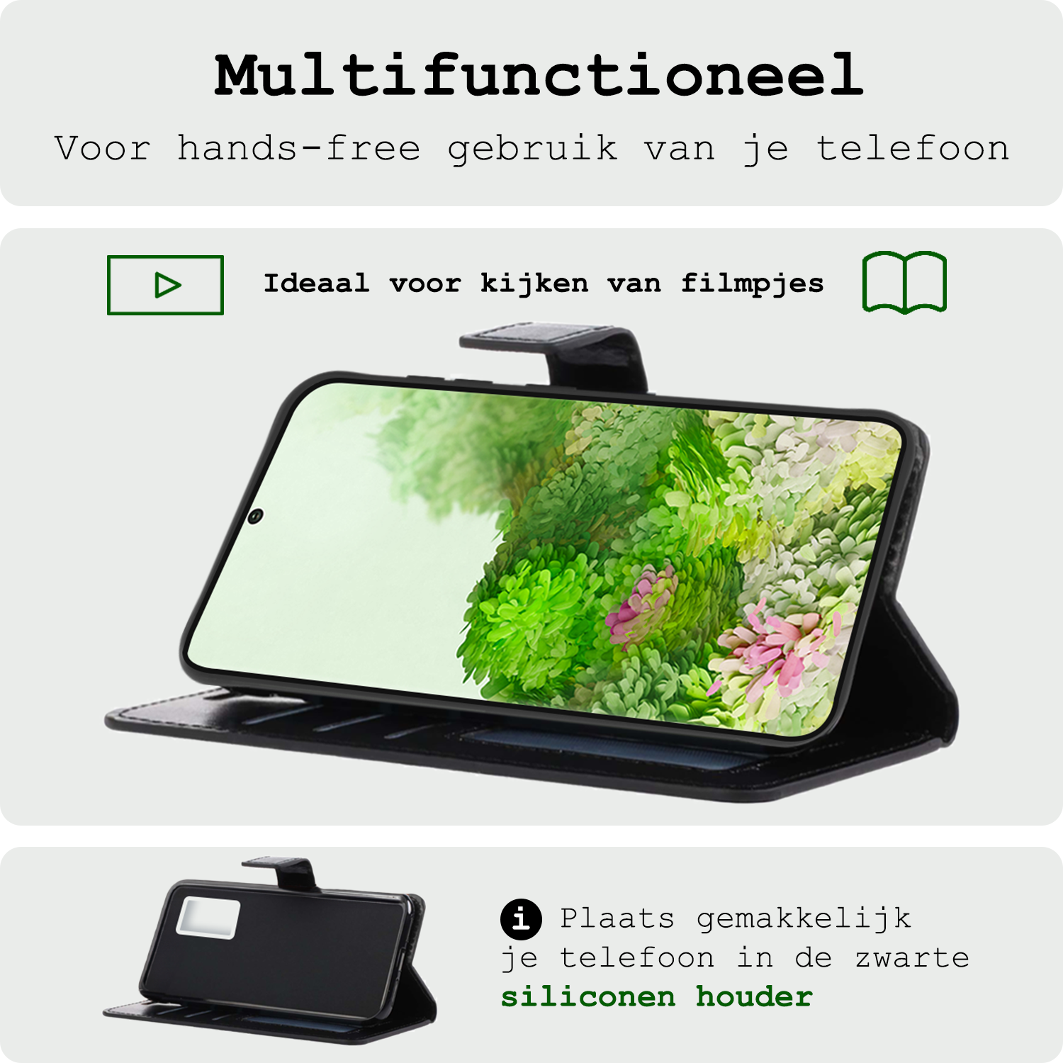 BASEY. Hoes Geschikt voor <model> Hoesje Bookcase Hoes 2-in-1 Cover Met Screenprotector - Hoesje Geschikt voor <model2> Hoes 2-in-1 Hoesje Case - <color>