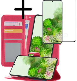 BASEY. BASEY. Samsung Galaxy S20 Ultra Hoesje Bookcase Uitneembaar Met Screenprotector - Donkerroze