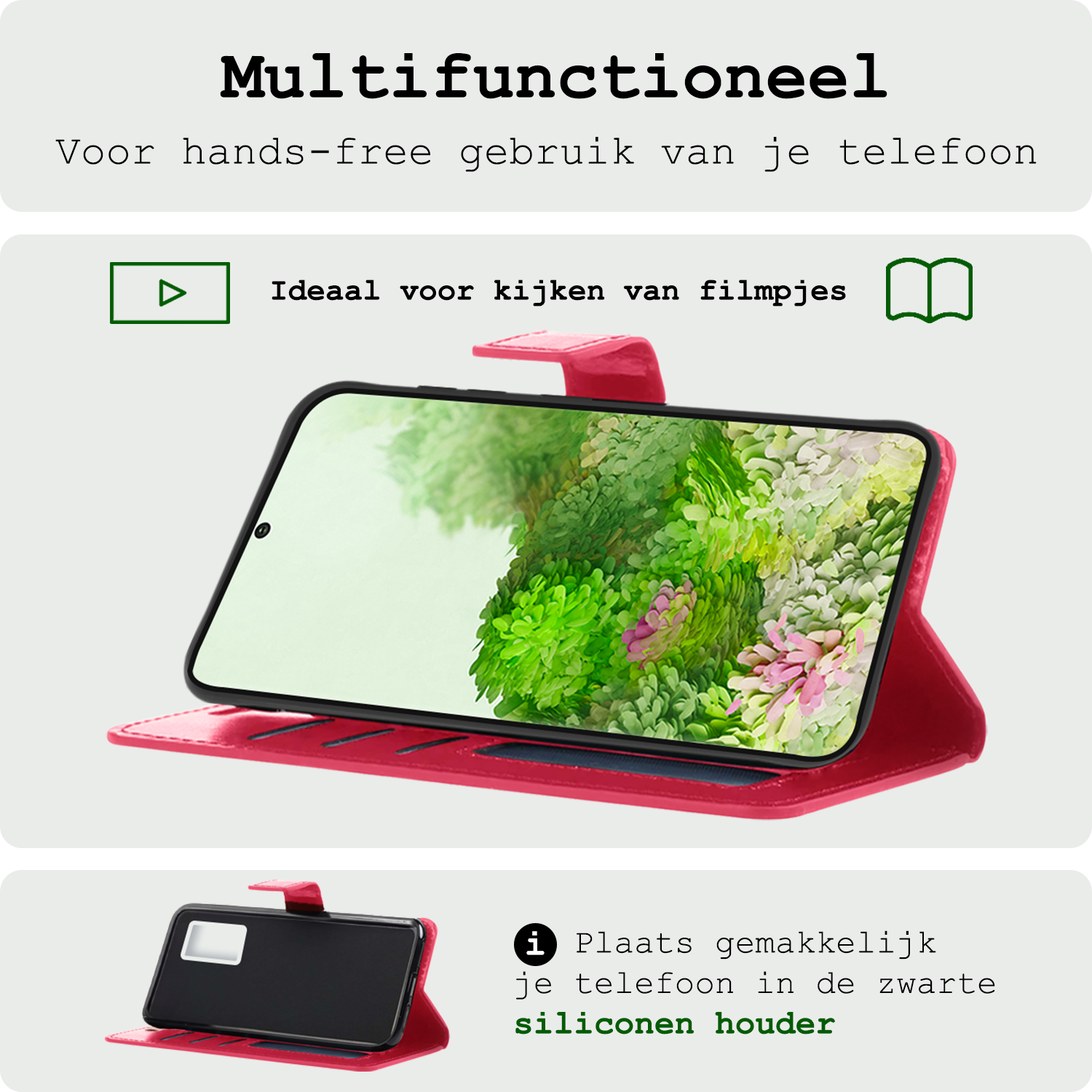 BASEY. Hoes Geschikt voor <model> Hoesje Bookcase Hoes 2-in-1 Cover Met Screenprotector - Hoesje Geschikt voor <model2> Hoes 2-in-1 Hoesje Case - <color>
