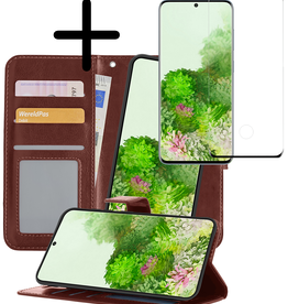 BASEY. BASEY. Samsung Galaxy S20 Ultra Hoesje Bookcase Uitneembaar Met Screenprotector - Bruin