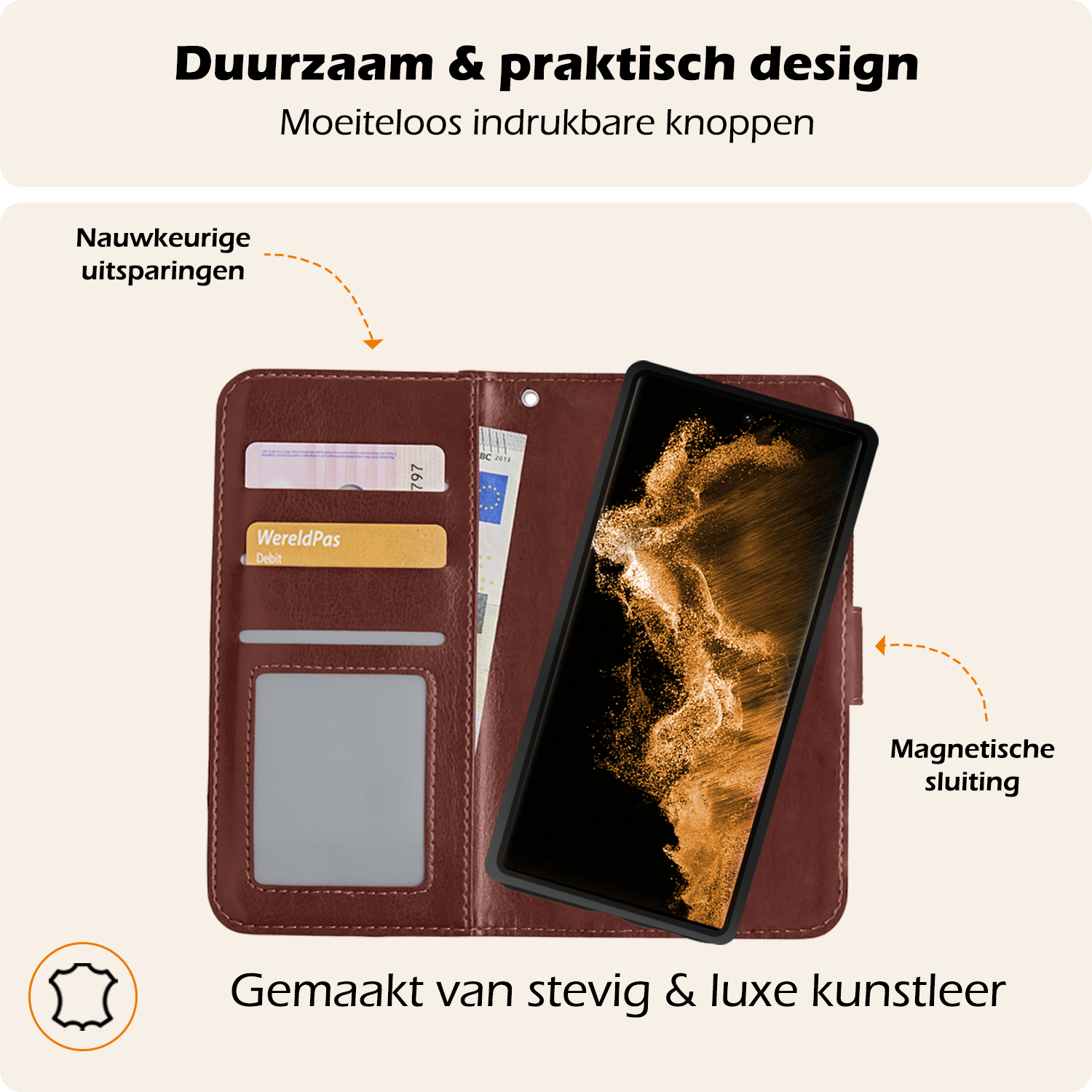 Nomfy Hoesje Geschikt voor <model> Hoesje 2-in-1 Bookcase Hoes Case Uitneembaar Met 2x Screenprotector - Hoes Geschikt voor <model2> Hoes Cover - <color>