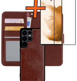 Nomfy Nomfy Samsung Galaxy S22 Ultra Hoesje Bookcase Uitneembaar Met Screenprotector - Bruin