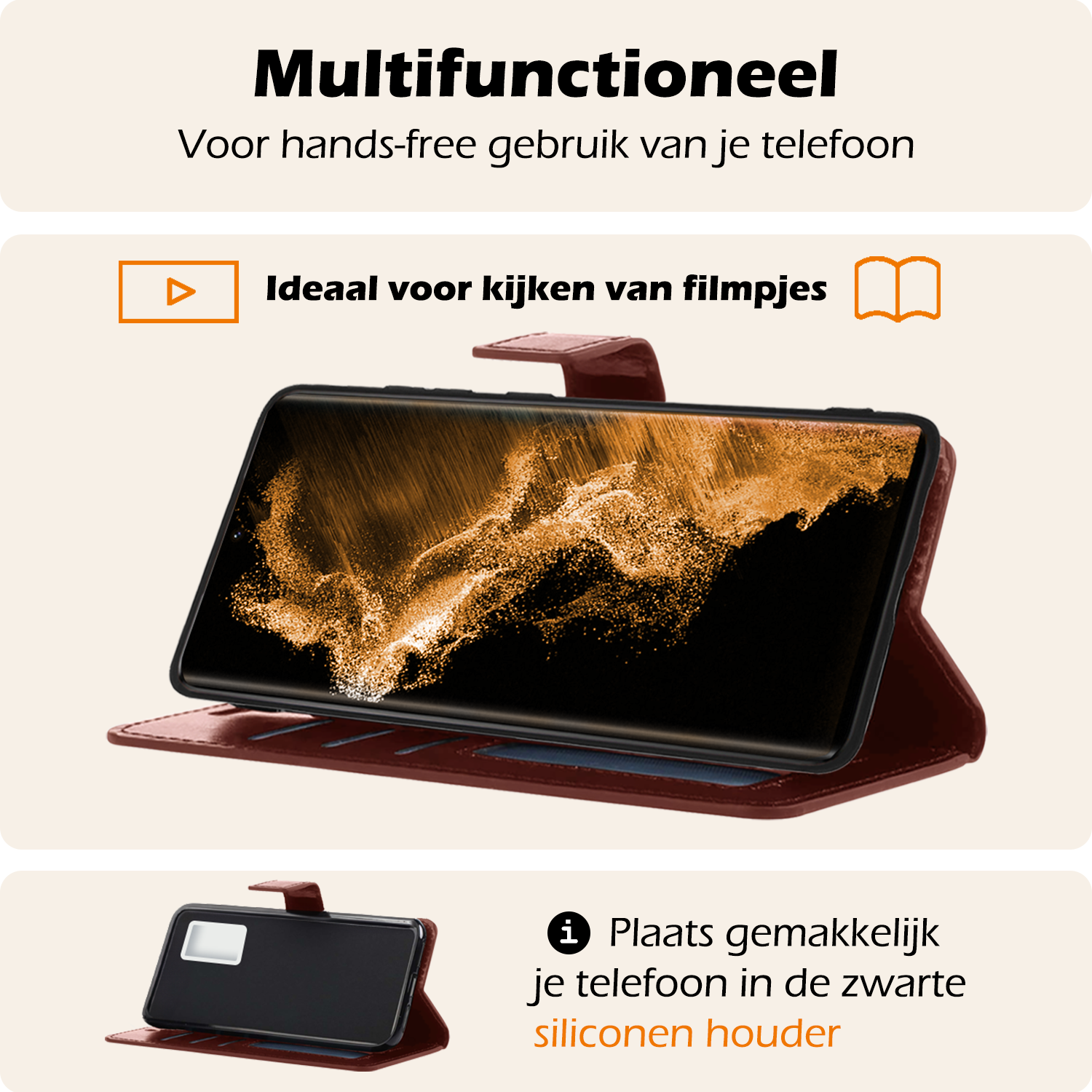 Nomfy Hoesje Geschikt voor <model> Hoesje 2-in-1 Bookcase Hoes Case Uitneembaar - Hoes Geschikt voor <model2> Hoes Cover - <color>