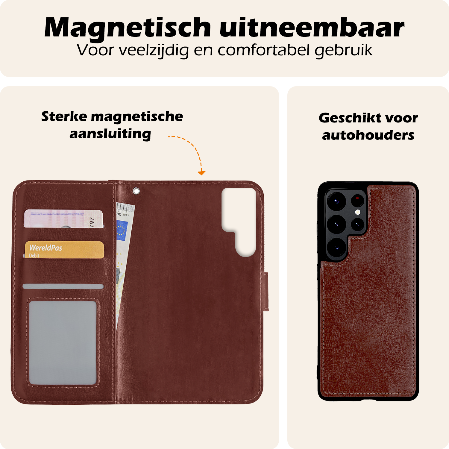 Nomfy Hoesje Geschikt voor <model> Hoesje 2-in-1 Bookcase Hoes Case Uitneembaar - Hoes Geschikt voor <model2> Hoes Cover - <color>