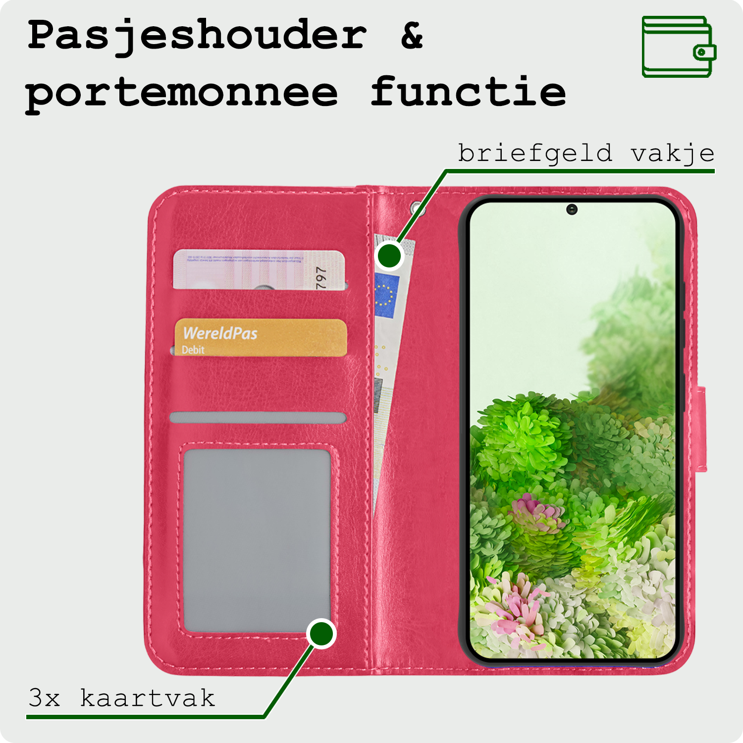 BASEY. Hoes Geschikt voor <model> Hoesje Bookcase Hoes 2-in-1 Cover - Hoesje Geschikt voor <model2> Hoes 2-in-1 Hoesje Case - <color>