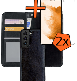 Nomfy Nomfy Samsung Galaxy S22 Plus Hoesje Bookcase Uitneembaar Met 2x Screenprotector - Zwart