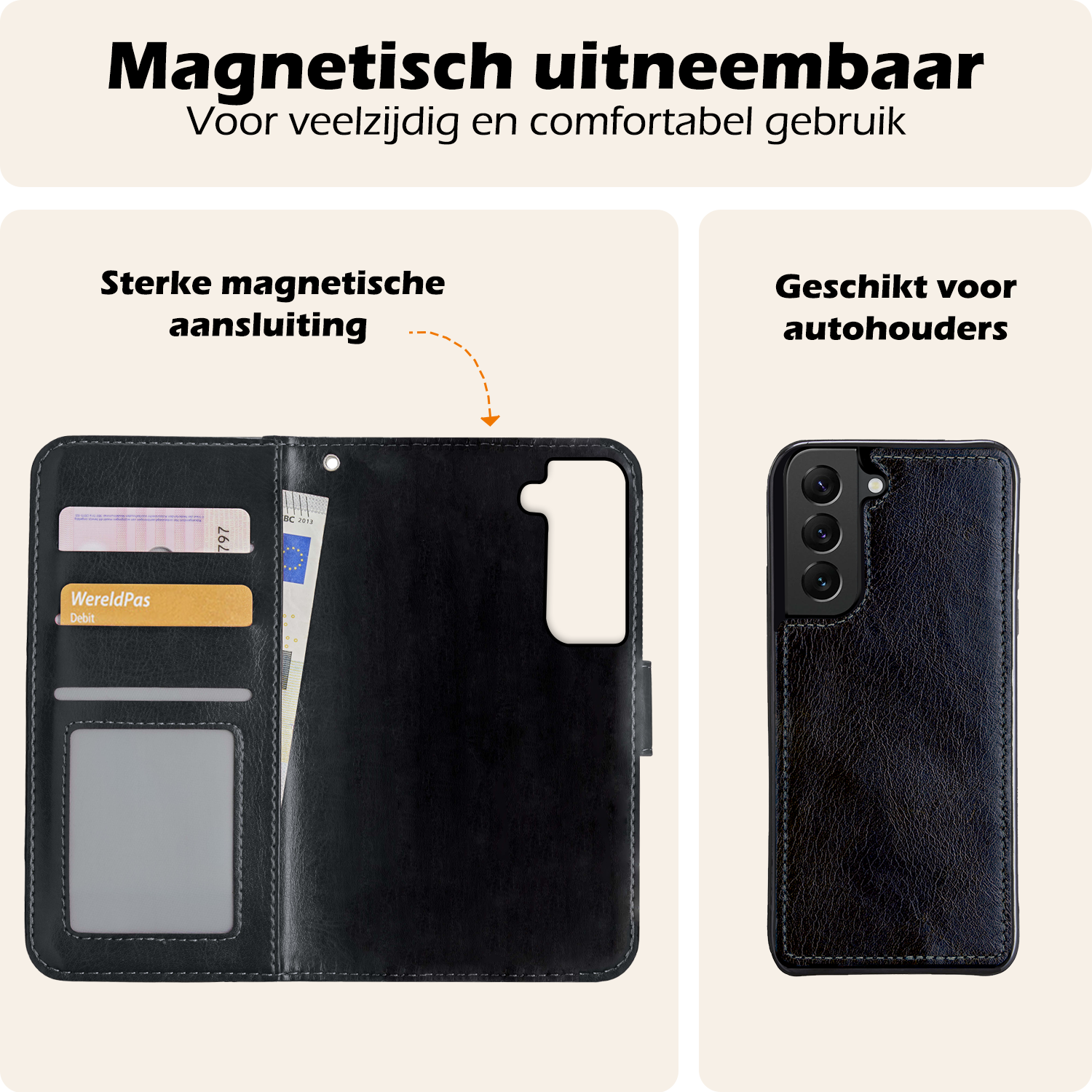 Nomfy Hoesje Geschikt voor <model> Hoesje 2-in-1 Bookcase Hoes Case Uitneembaar - Hoes Geschikt voor <model2> Hoes Cover - <color>