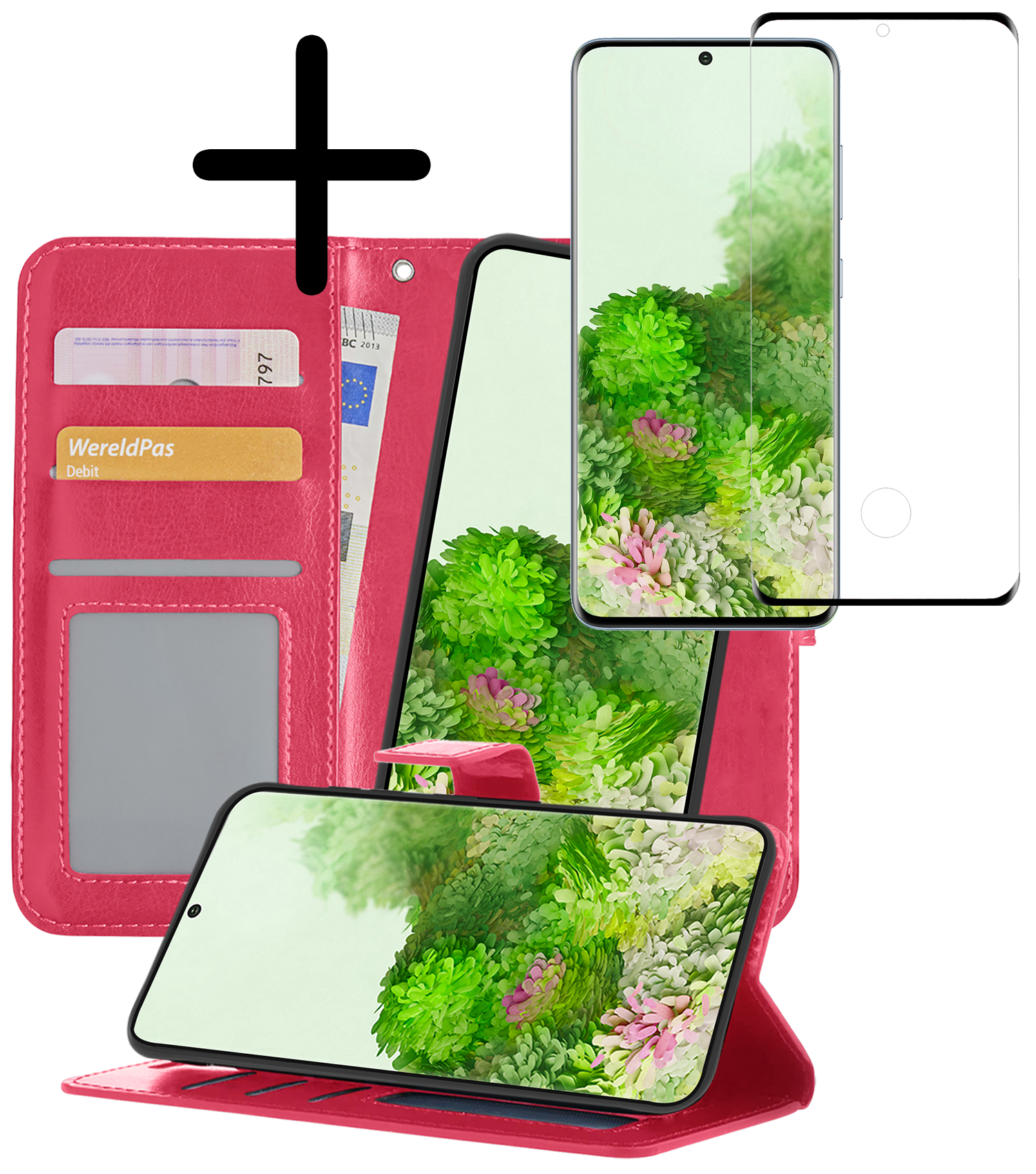 BASEY. Hoes Geschikt voor <model> Hoesje Bookcase Hoes 2-in-1 Cover Met Screenprotector - Hoesje Geschikt voor <model2> Hoes 2-in-1 Hoesje Case - <color>