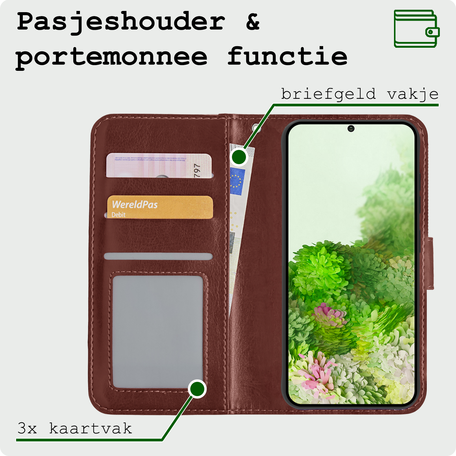 BASEY. Hoes Geschikt voor <model> Hoesje Bookcase Hoes 2-in-1 Cover Met Screenprotector - Hoesje Geschikt voor <model2> Hoes 2-in-1 Hoesje Case - <color>