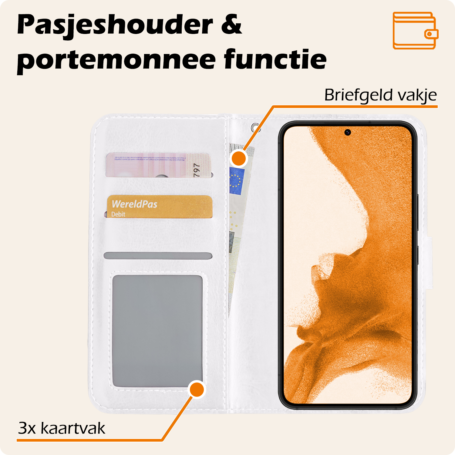 Nomfy Hoesje Geschikt voor <model> Hoesje 2-in-1 Bookcase Hoes Case Uitneembaar - Hoes Geschikt voor <model2> Hoes Cover - <color>