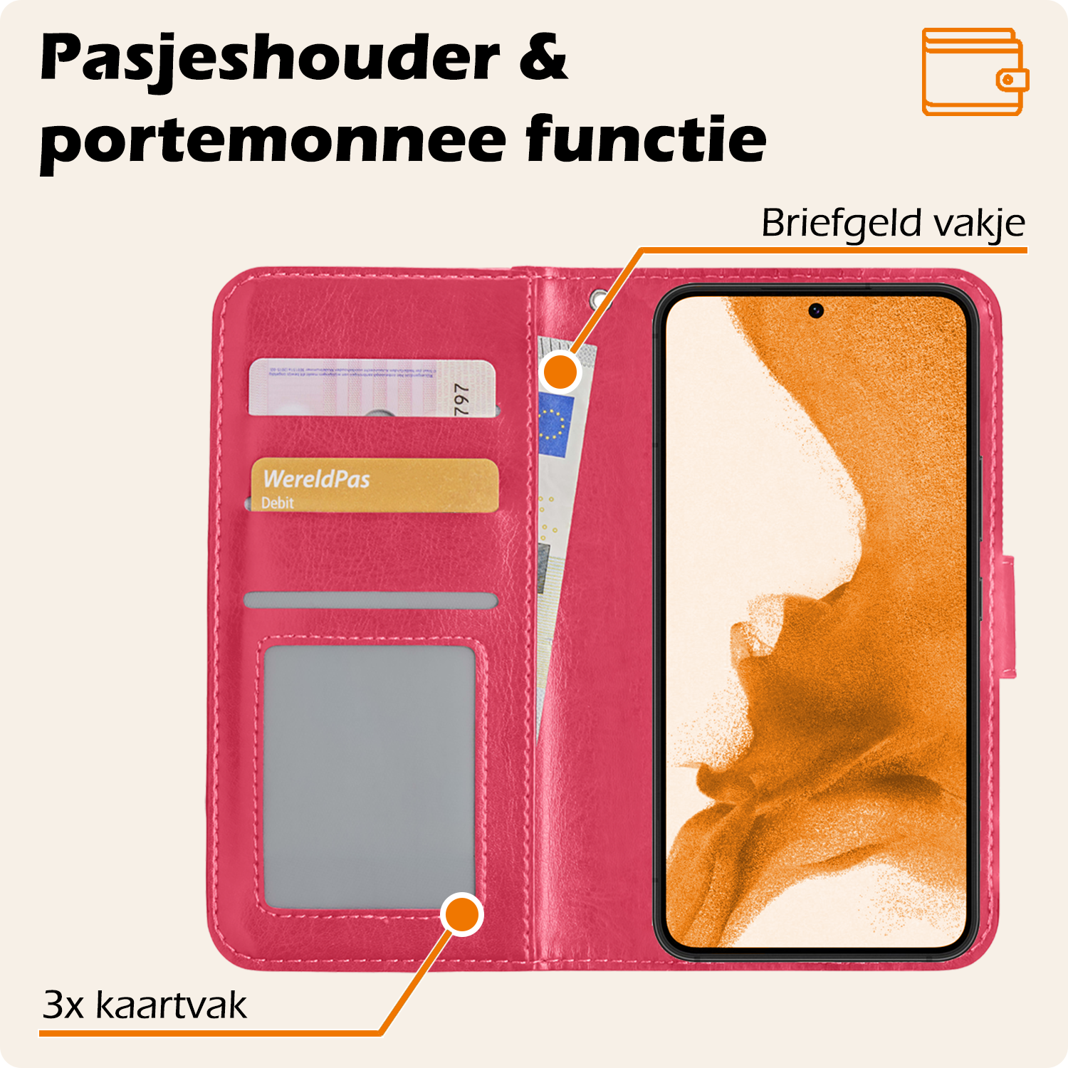 Nomfy Hoesje Geschikt voor <model> Hoesje 2-in-1 Bookcase Hoes Case Uitneembaar - Hoes Geschikt voor <model2> Hoes Cover - <color>
