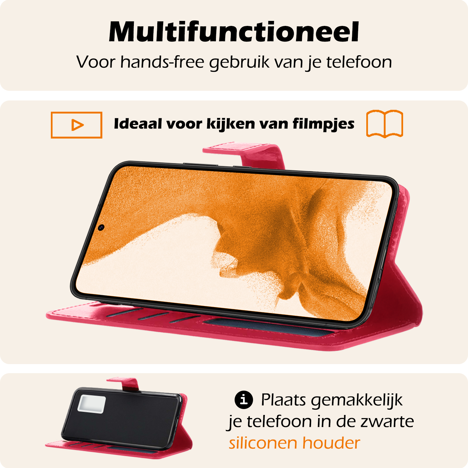 Nomfy Hoesje Geschikt voor <model> Hoesje 2-in-1 Bookcase Hoes Case Uitneembaar - Hoes Geschikt voor <model2> Hoes Cover - <color>