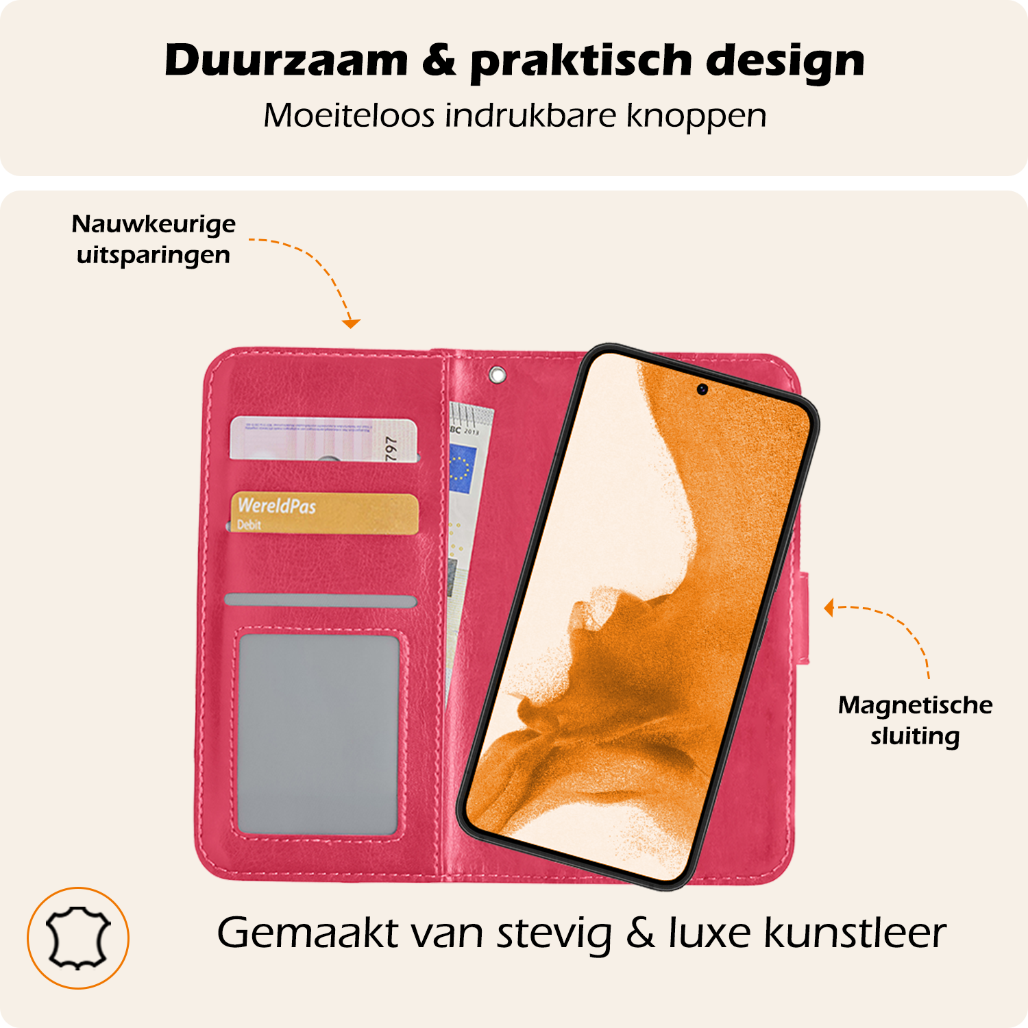 Nomfy Hoesje Geschikt voor <model> Hoesje 2-in-1 Bookcase Hoes Case Uitneembaar Met Screenprotector - Hoes Geschikt voor <model2> Hoes Cover - <color>