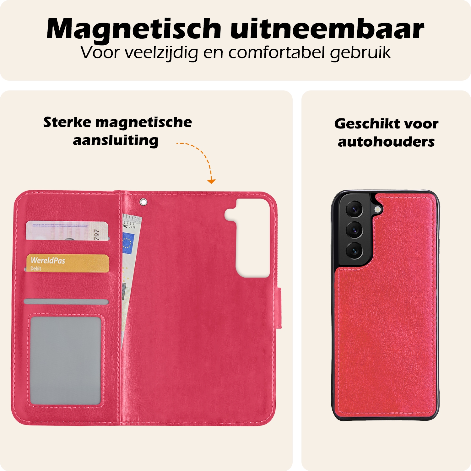 Nomfy Hoesje Geschikt voor <model> Hoesje 2-in-1 Bookcase Hoes Case Uitneembaar Met 2x Screenprotector - Hoes Geschikt voor <model2> Hoes Cover - <color>