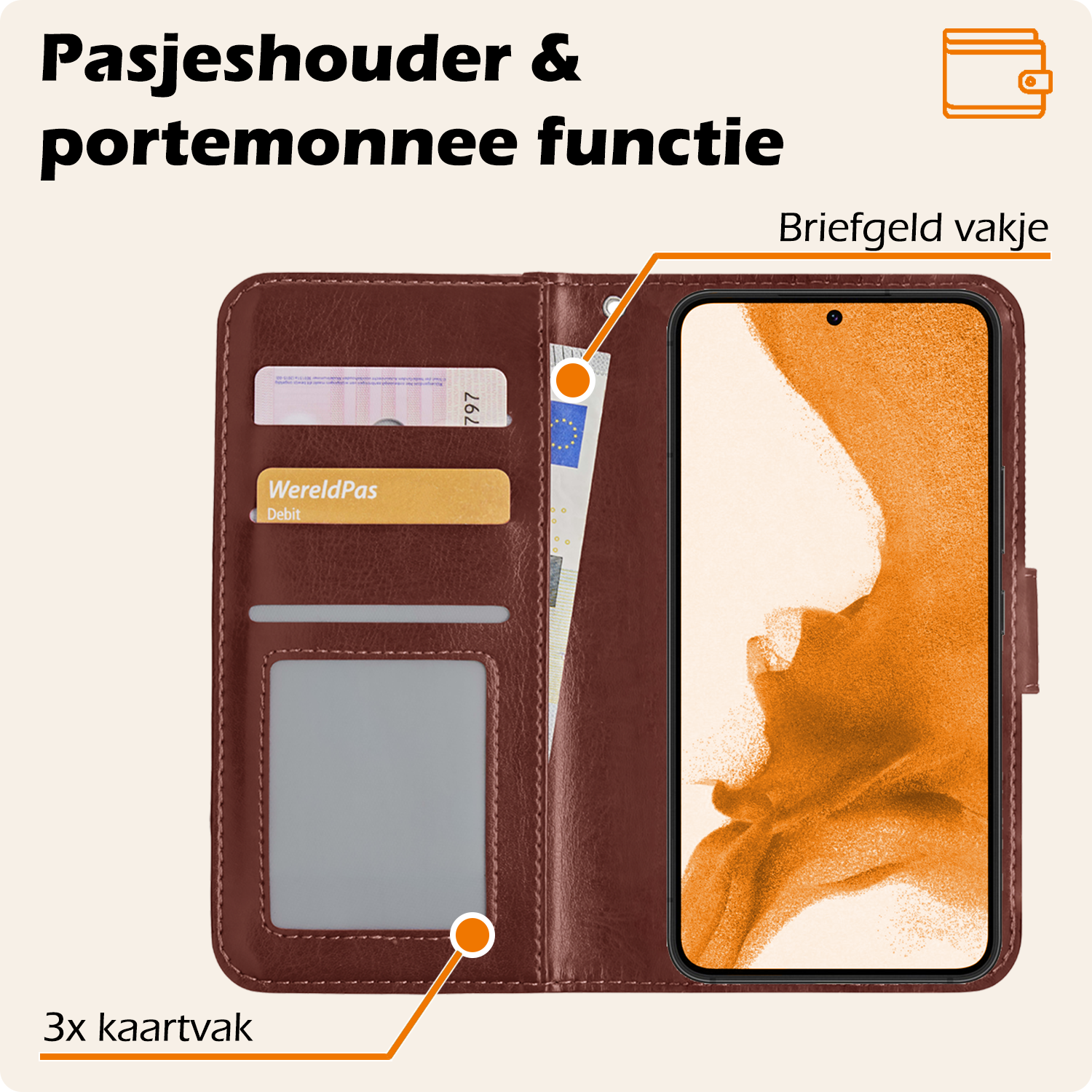 Nomfy Hoesje Geschikt voor <model> Hoesje 2-in-1 Bookcase Hoes Case Uitneembaar Met 2x Screenprotector - Hoes Geschikt voor <model2> Hoes Cover - <color>