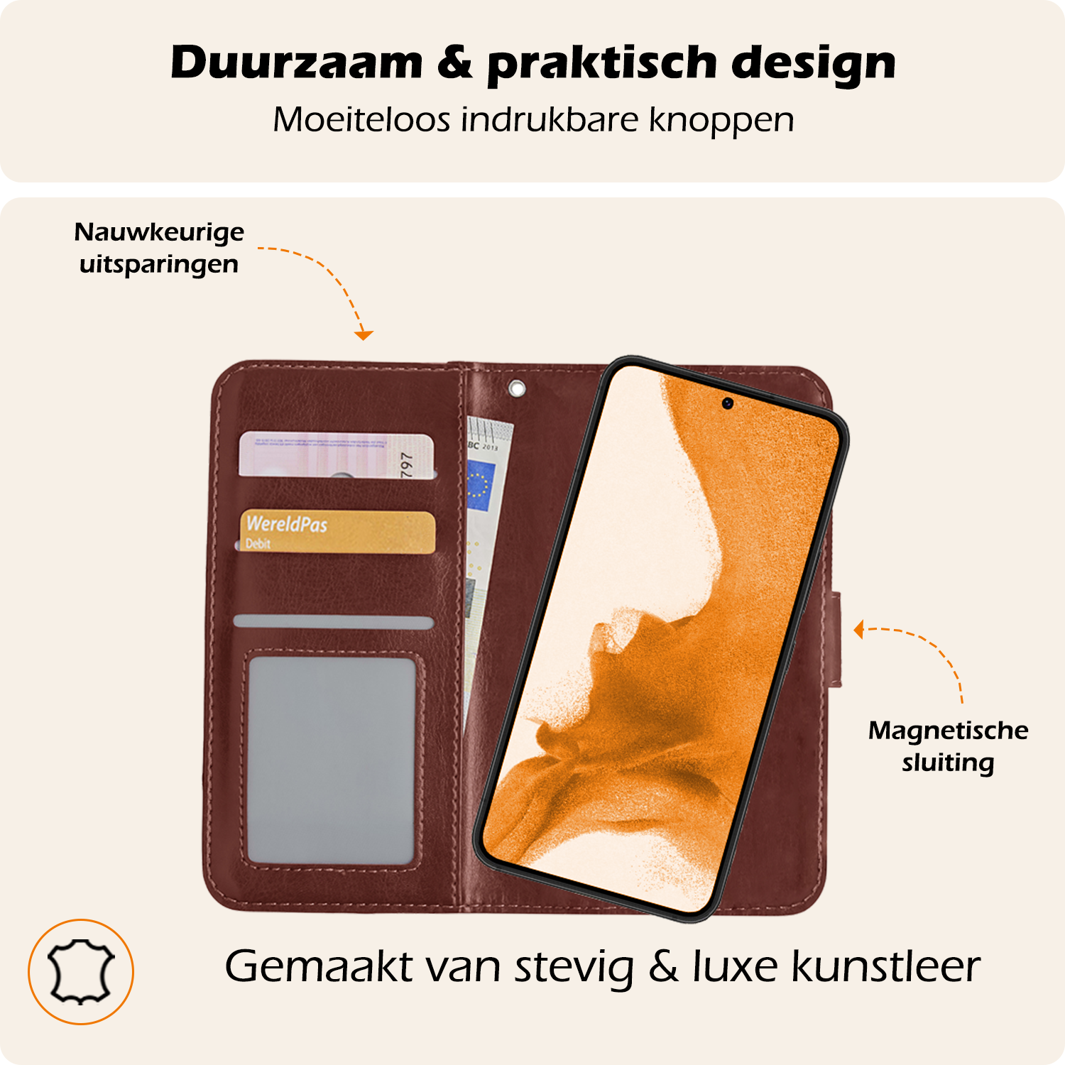 Nomfy Hoesje Geschikt voor <model> Hoesje 2-in-1 Bookcase Hoes Case Uitneembaar Met 2x Screenprotector - Hoes Geschikt voor <model2> Hoes Cover - <color>