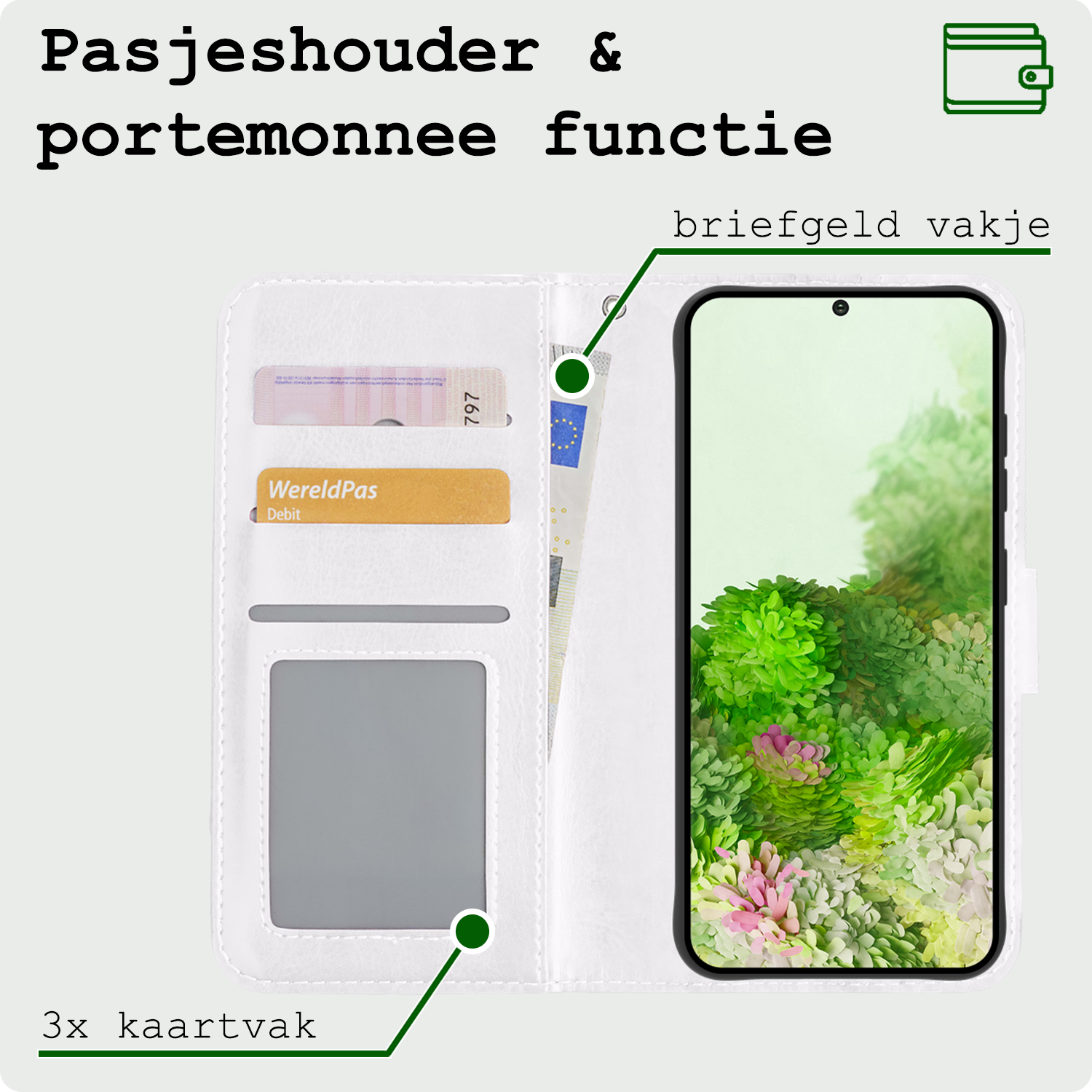 BASEY. Hoes Geschikt voor <model> Hoesje Bookcase Hoes 2-in-1 Cover Met Screenprotector - Hoesje Geschikt voor <model2> Hoes 2-in-1 Hoesje Case - <color>