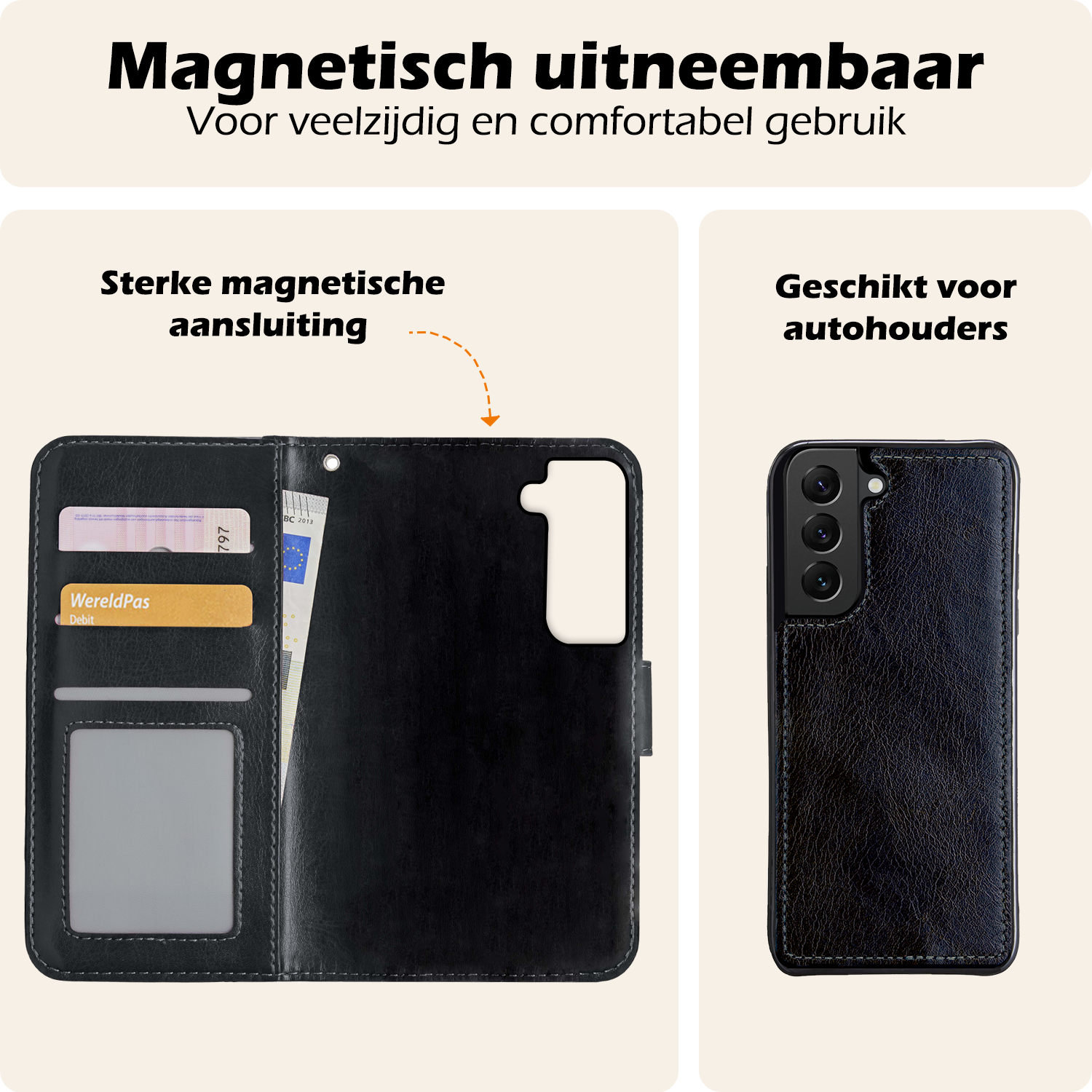Nomfy Hoesje Geschikt voor <model> Hoesje 2-in-1 Bookcase Hoes Case Uitneembaar Met Screenprotector - Hoes Geschikt voor <model2> Hoes Cover - <color>