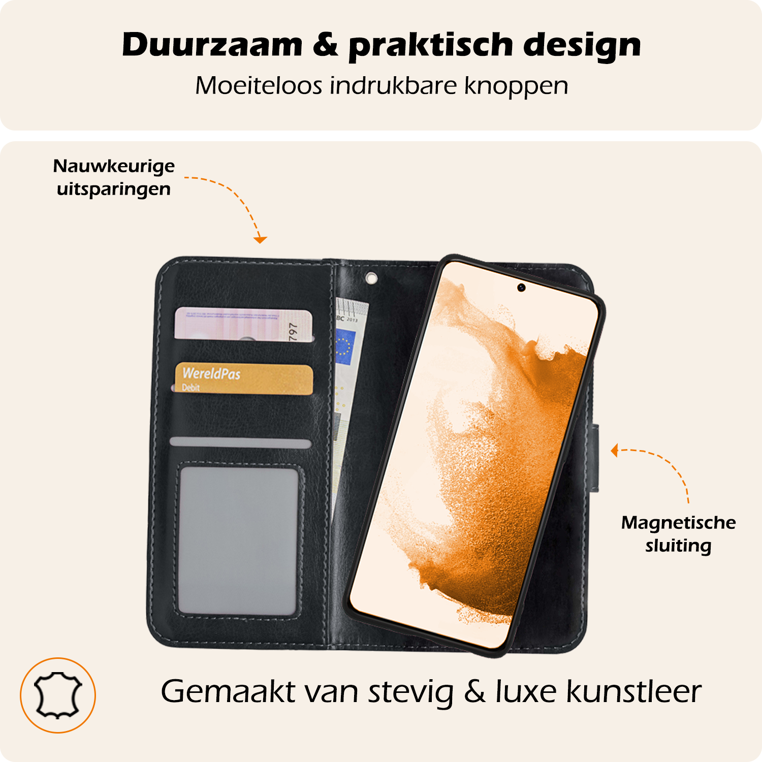 Nomfy Hoesje Geschikt voor <model> Hoesje 2-in-1 Bookcase Hoes Case Uitneembaar Met Screenprotector - Hoes Geschikt voor <model2> Hoes Cover - <color>