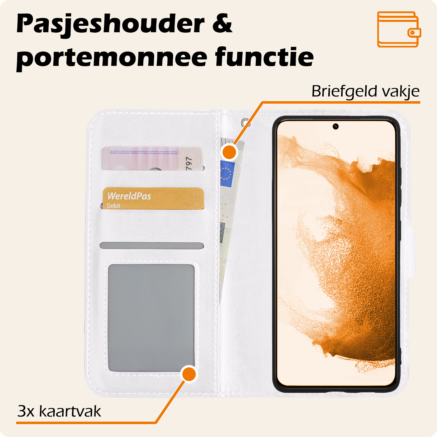 Nomfy Hoesje Geschikt voor <model> Hoesje 2-in-1 Bookcase Hoes Case Uitneembaar Met 2x Screenprotector - Hoes Geschikt voor <model2> Hoes Cover - <color>