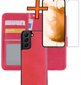 Nomfy Nomfy Samsung Galaxy S22 Hoesje Bookcase Uitneembaar Met Screenprotector - Donkerroze