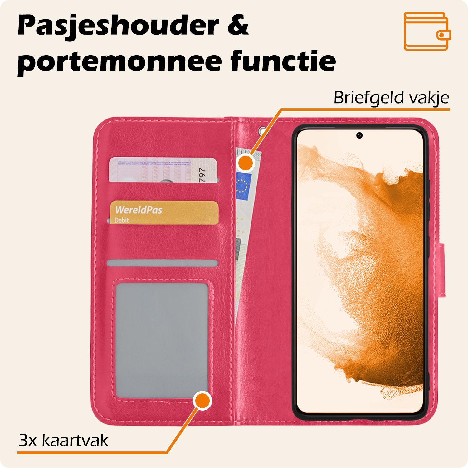 Nomfy Hoesje Geschikt voor <model> Hoesje 2-in-1 Bookcase Hoes Case Uitneembaar - Hoes Geschikt voor <model2> Hoes Cover - <color>