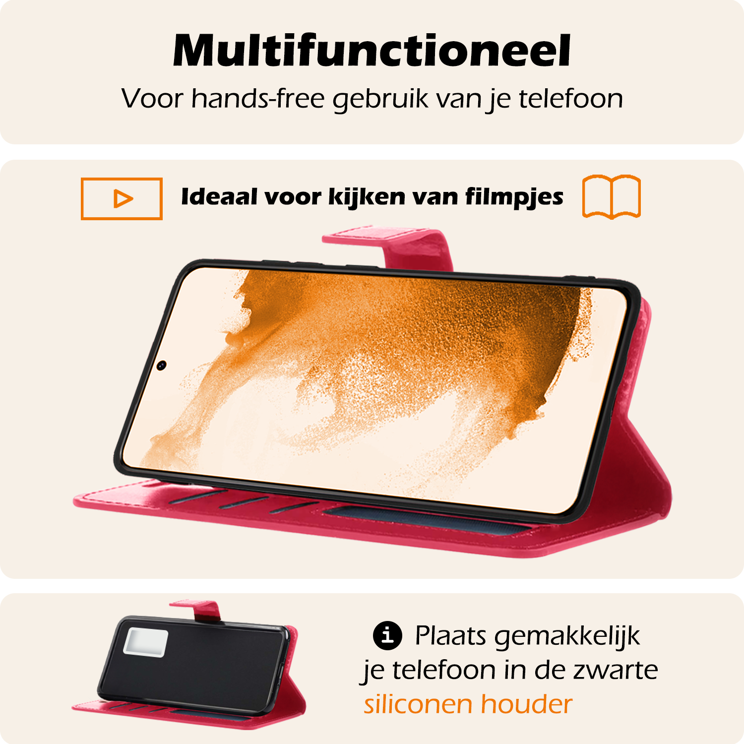 Nomfy Hoesje Geschikt voor <model> Hoesje 2-in-1 Bookcase Hoes Case Uitneembaar - Hoes Geschikt voor <model2> Hoes Cover - <color>