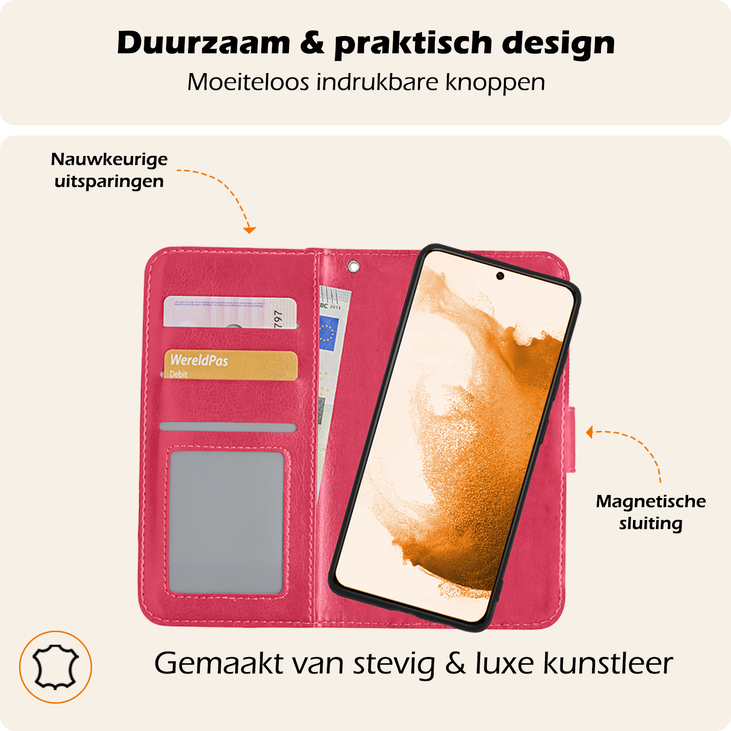 Nomfy Hoesje Geschikt voor <model> Hoesje 2-in-1 Bookcase Hoes Case Uitneembaar - Hoes Geschikt voor <model2> Hoes Cover - <color>