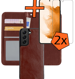 Nomfy Nomfy Samsung Galaxy S22 Hoesje Bookcase Uitneembaar Met 2x Screenprotector - Bruin