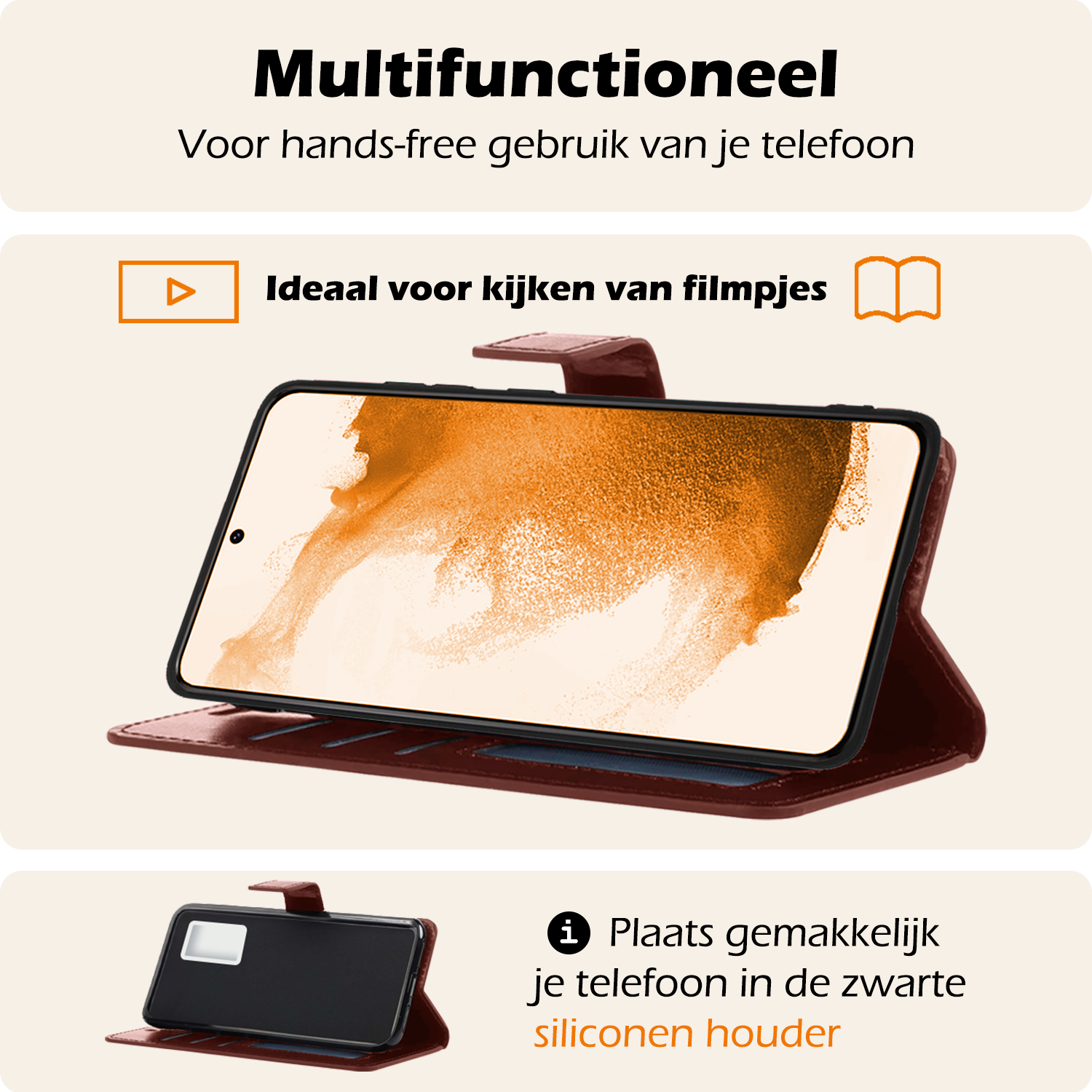 Nomfy Hoesje Geschikt voor <model> Hoesje 2-in-1 Bookcase Hoes Case Uitneembaar Met 2x Screenprotector - Hoes Geschikt voor <model2> Hoes Cover - <color>
