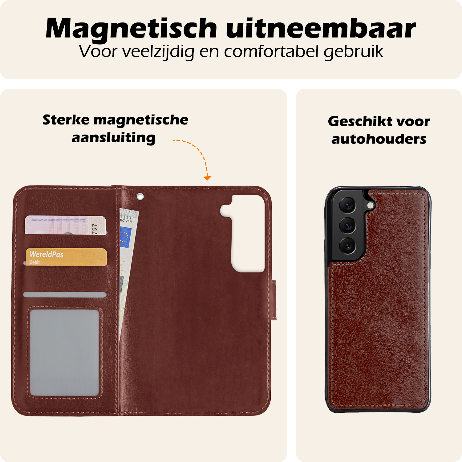 Nomfy Hoesje Geschikt voor <model> Hoesje 2-in-1 Bookcase Hoes Case Uitneembaar - Hoes Geschikt voor <model2> Hoes Cover - <color>