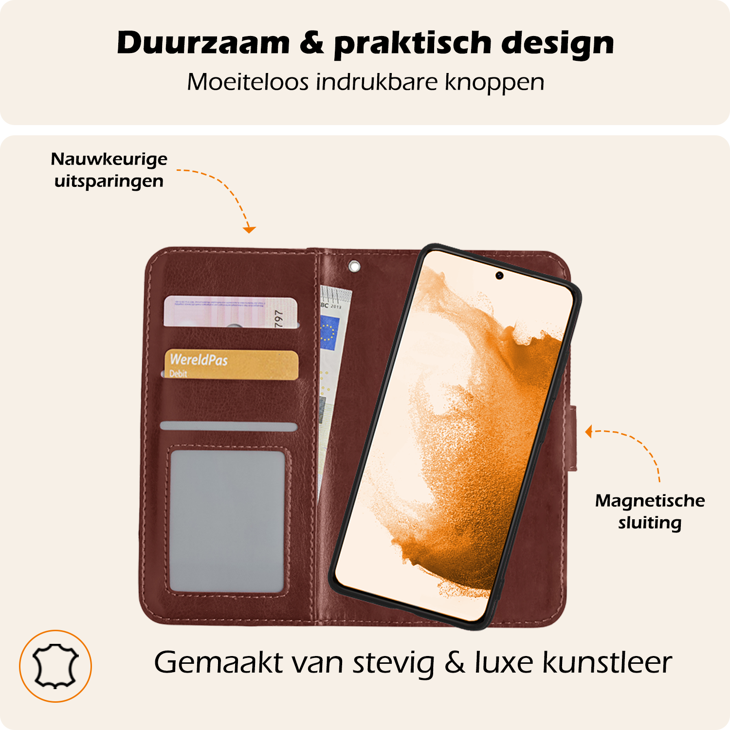 Nomfy Hoesje Geschikt voor <model> Hoesje 2-in-1 Bookcase Hoes Case Uitneembaar - Hoes Geschikt voor <model2> Hoes Cover - <color>